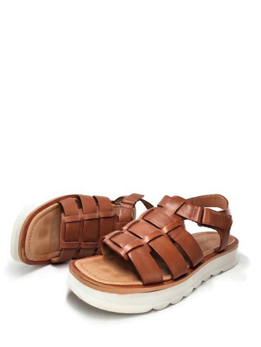 Madewell Fisherman English Saddle Brown Leather Open-Toe Flatform Sandals